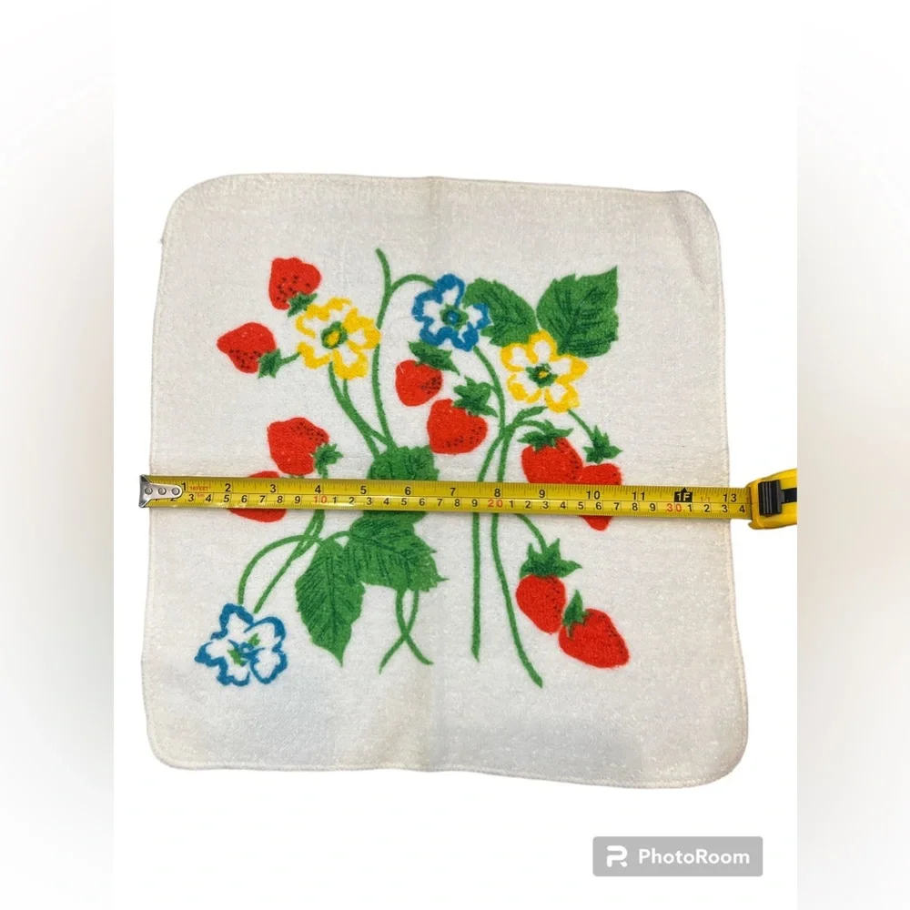 2 Vintage Cannon Monticello Strawberry Blossom Cotton Poly Washcloth Towels -MCM